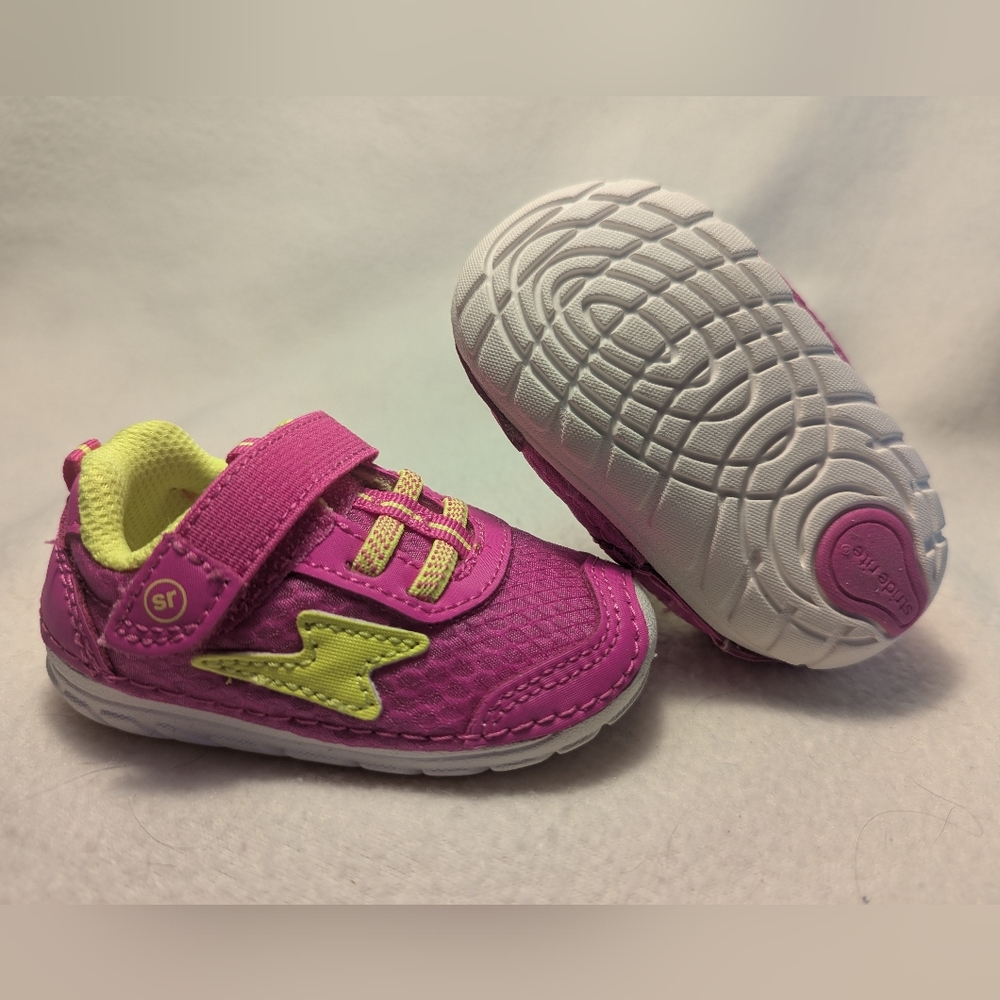 Stride Rite Pink and Yellow Lightning Toddler Sneakers